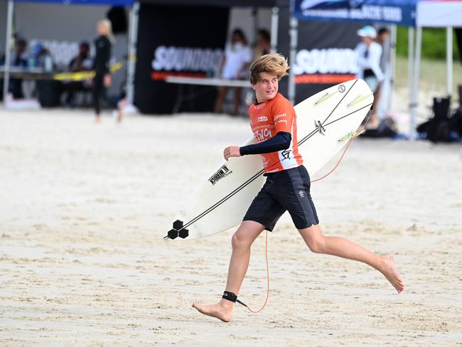 The finals of the boys individual events at the Australian Interschools Surfing Championships Friday May 24, 2024. Picture, John Gass