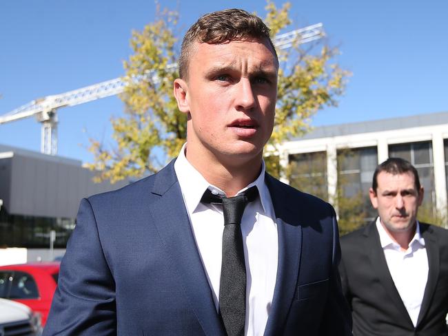 Canberra Raiders player Jack Wighton leaving the ACT Magistrates Court in Canberra. Picture Kym Smith