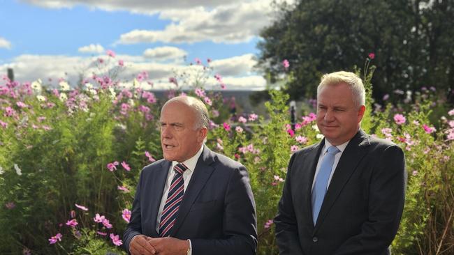 New Transport Minister Eric Abetz and Premier Jeremy Rockliff at the cabinet swearing-in.