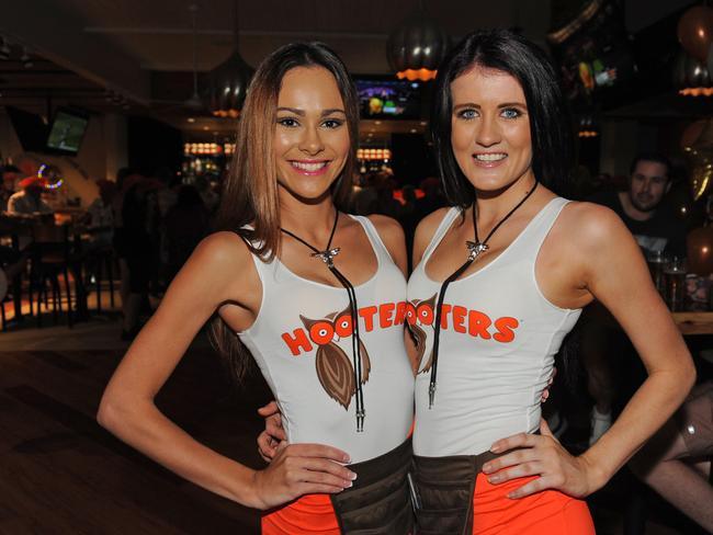 Samantha Hall and Chelsea Stevens at the VIP Night at Hooters Townsville. Picture: Bryan Lynch