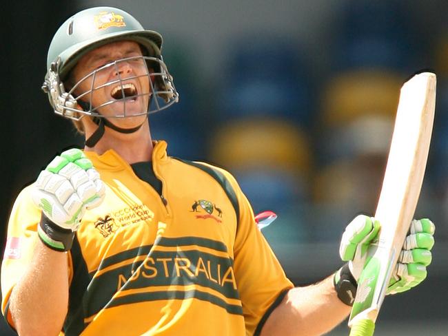 Cricketer Adam Gilchrist after scoring century. Cricket - Australia vs Sri Lanka World Cup final match in Barbados 28 Apr 2007.