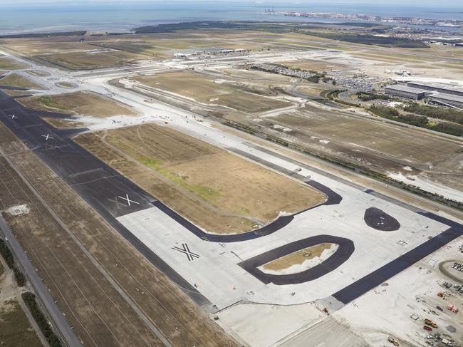 The new Brisbane Airport runway, due for completion next year.