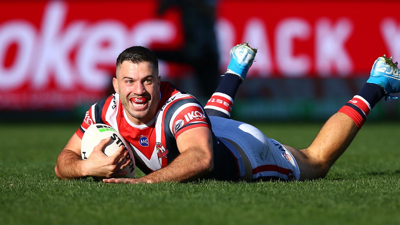 James Tedesco scored a brilliant long-range try for the Roosters against the Knights.