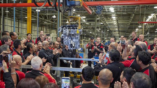 Holden builds its last V6 engine at Port Melbourne in November 2016. Picture: Supplied