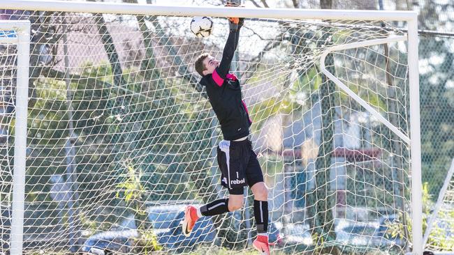 A typical save by Marsden’s Kasper Stockill this morning. Picture: Richard Walker