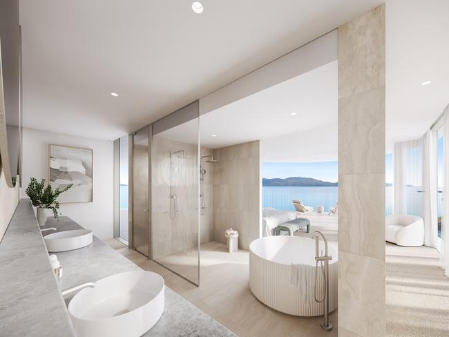 An artist’s impression of the master ensuite in an apartment at Marina Residences. Picture: Supplied.