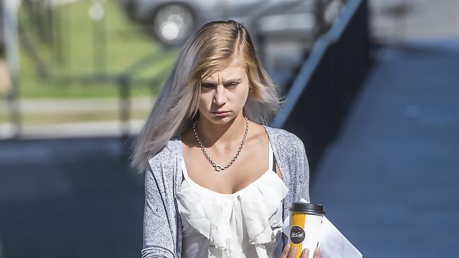 Jessica Hollins outside Wyong Court House where she pleaded guilty to robbery in company and breaking and entering. Picture: News Local