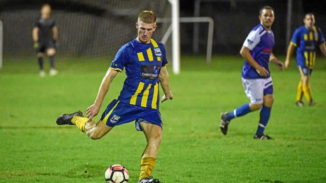 PICKED: The Waves' Jacob Trudgian leads the Wide Bay Premier League in goals  this season. He is one of 30 players Shane Jones would like to see face the Brisbane Roar later this year. Picture: Brian Cassidy