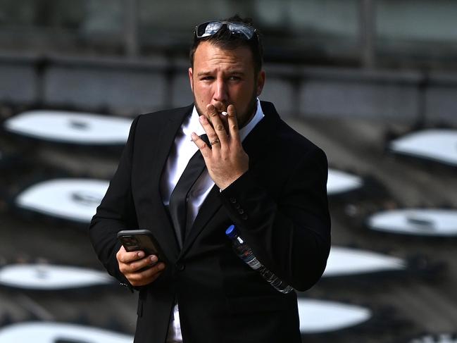 Gold Coast builder Dustin Rodway arrives at the Supreme Court in Brisbane to be sentenced. Picture: NCA NewsWire