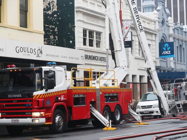 Overnight fire at the Brunswick Hotel in Liverpool Street Hobart. Picture: Nikki Davis-Jones