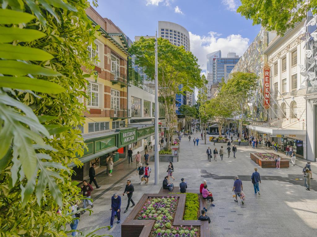 The modern-day Queen Street Mall