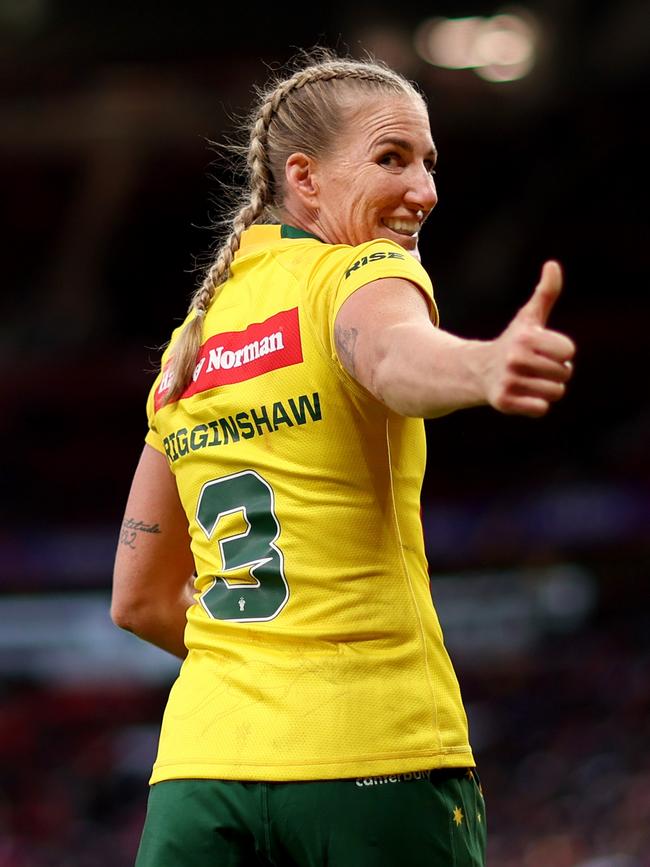 Ali Brigginshaw during the Women's Rugby League World Cup Final last year. Picture: Naomi Baker/Getty Images