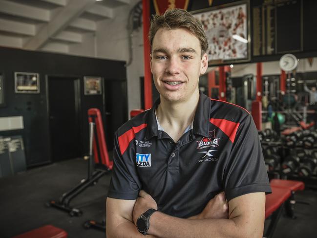 West Adelaide juniors Riley Thilthorpe. AFL Draft prospects at RIchmond Oval.Tuesday 24th September. 2019. Photo APP/ Roy VanDerVegt