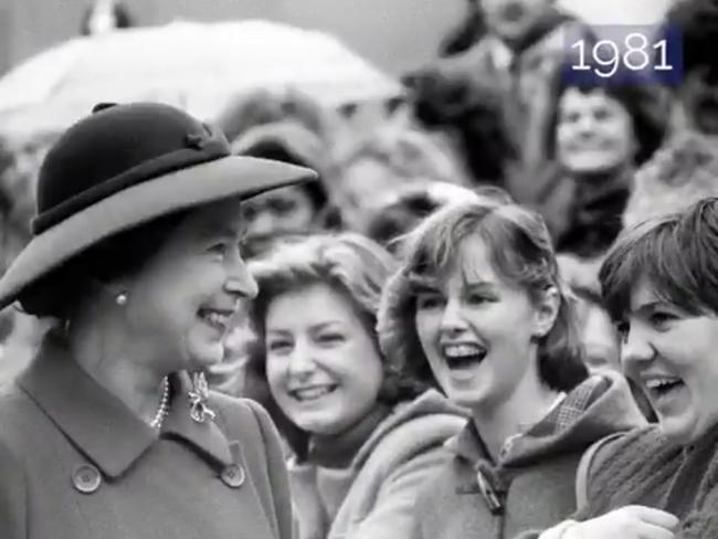 The Royal Family chose this image of her meeting fans in 1981. Picture: Twitter/Royal Family