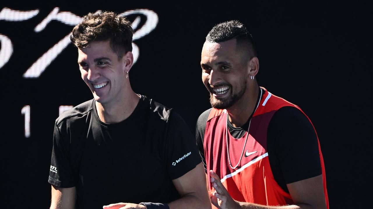 Thanasi Kokkinakis and Nick Kyrgios gave a very colourful post match interview. Picture: Getty Images.