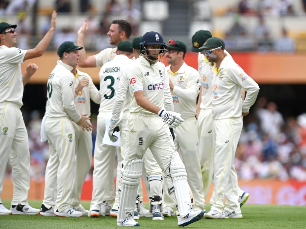 While Joe Root was the best of the English batsman through the series, his first day duck in Brisbane set the tone for the series. Picture: Bradley Kanaris/Getty Images