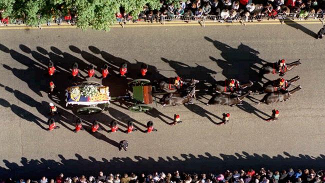 People lined the streets during Princess Diana’s funeral.