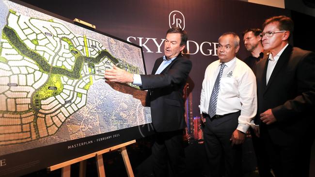 Lyle Kenny, Gold Coast City Mayor Tom Tate, Chris Alston and Councillor Glenn Tozer at the Launch of Skyridge. Photo: Scott Powick Newscorp