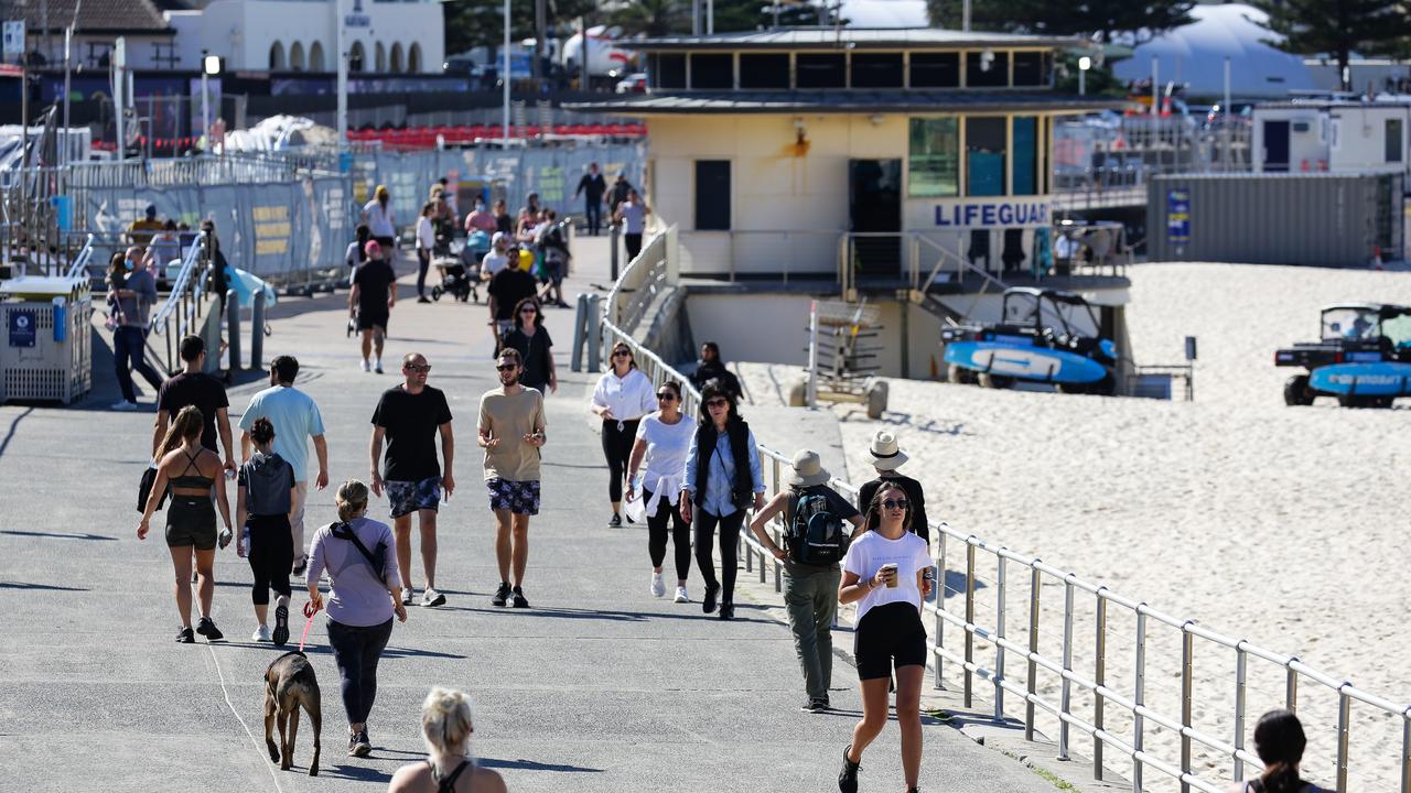 Sydneysiders exercising at Bondi Beach, while Sydney remains in lockdown. Picture: NCA Newswire /Gaye Gerard