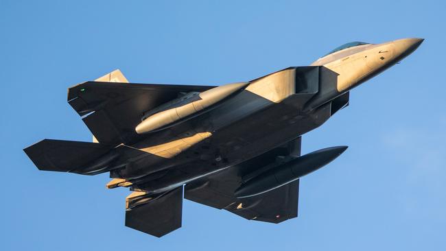 The US Air Force’s F-22 Raptor soars above southern Queensland ahead of Talisman Sabre. Picture: Beau Chenery.