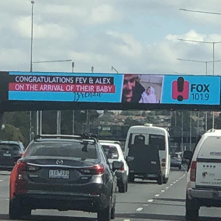 One of the billboards congratulating Fev.