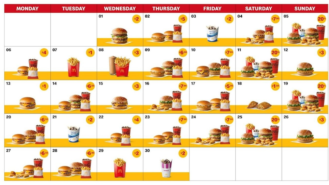 Every day for the month of November customers can get a McDonald’s item or meal at a discount price. Picture: Supplied