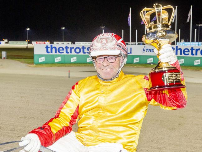 Chris Alford (with Queen Elida) after winning the 3YO Breeders Crown final in 2021. Picture: Stuart McCormick