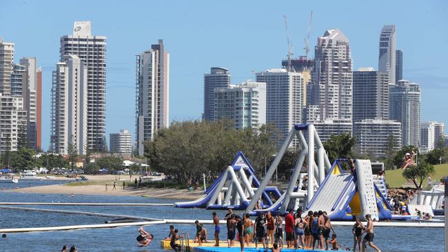 Gold Coast celebrates Australia Day at Broadwater parklands at Southport.Crowd enjoying the water... . Picture Glenn Hampson