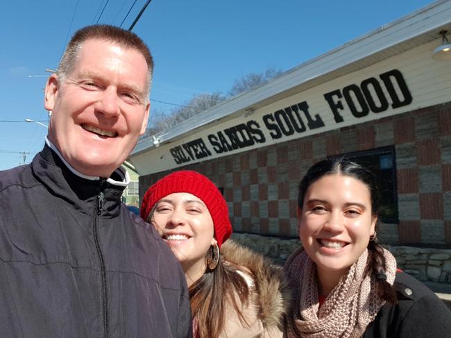 Dave Ives and his daughters Chez and MC in Nashville, Tennessee. Picture: Supplied