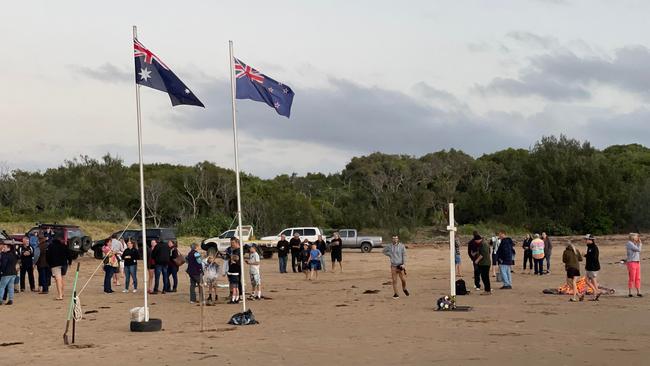 Over 100 people came to the beaches of Greenhill to pay their respects to those fallen, those served and those serving during a beautiful Anzac Service run by Katie Crabb and the community. Picture: Mitchell Dyer