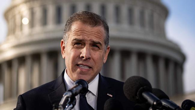 Hunter Biden talks to reporters outside the US Capitol last week. Picture: Getty Images