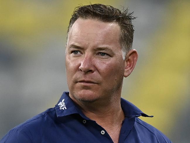 TOWNSVILLE, AUSTRALIA - SEPTEMBER 14: Newcastle coach Adam O'Brien looks on before the start of the NRL Qualifying Final match between North Queensland Cowboys and Newcastle Knights at Queensland Country Bank Stadium on September 14, 2024 in Townsville, Australia. (Photo by Ian Hitchcock/Getty Images)