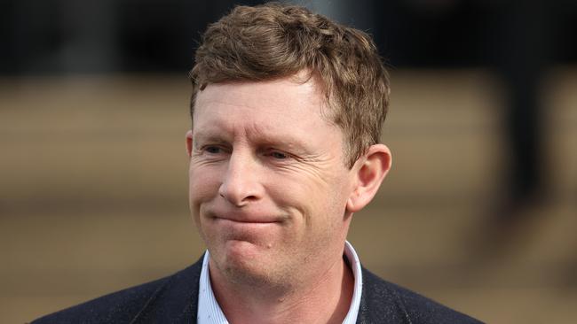 SYDNEY, AUSTRALIA - JUNE 29: Trainer Matt Laurie looks on after Regan Bayliss riding Amberite wins Race 4 Prague Yearlings Selling Now during "McKell Cup Day" - Sydney Racing at Rosehill Gardens on June 29, 2024 in Sydney, Australia. (Photo by Jeremy Ng/Getty Images)