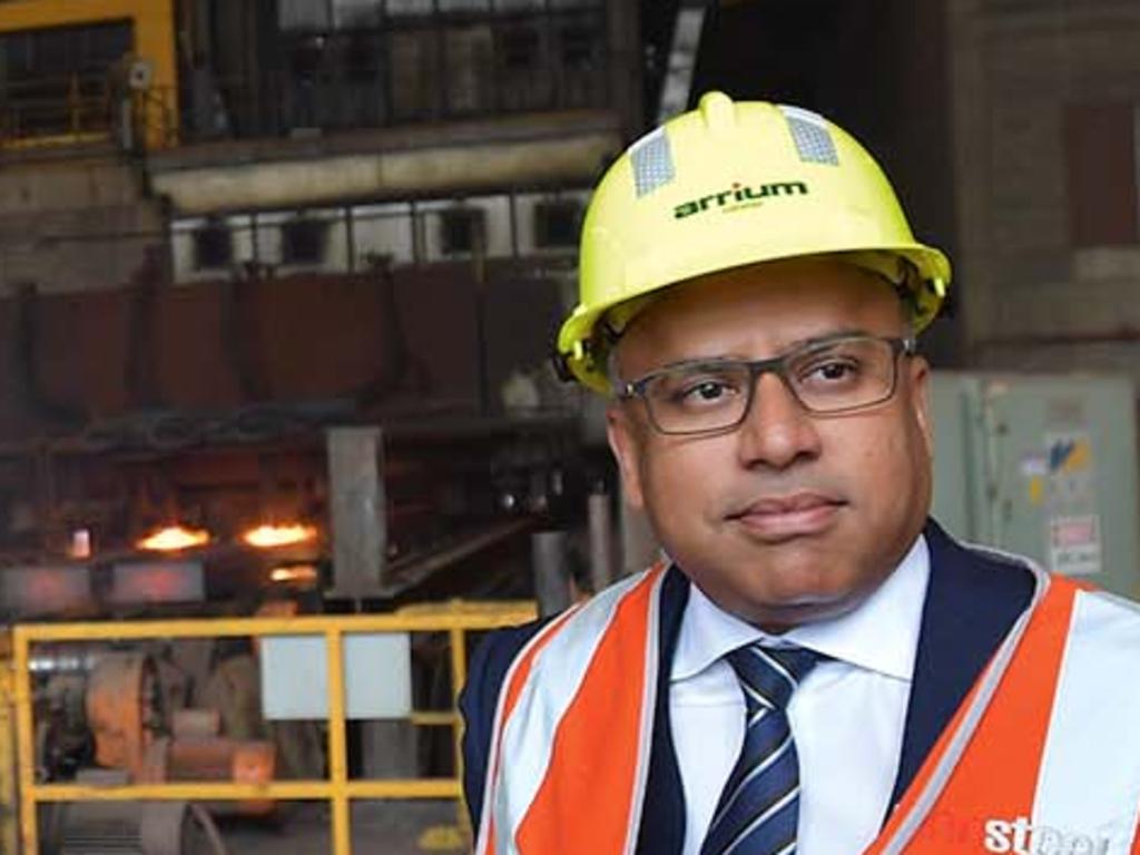 EMBARGO FOR TWAM 12 OCT 2019  NO REUSE WITHOUT PERMISSIONHead of GFG Sanjeev Gupta visits the Arrium Steel plant in Whyalla, South Australia. Monday, July, 17, 2017. British industrialist Sanjeev Gupta plans to invest $1 billion or more in Arrium's Whyalla Steelworks to ensure its future viability. (AAP Image/David Mariuz) NO ARCHIVING