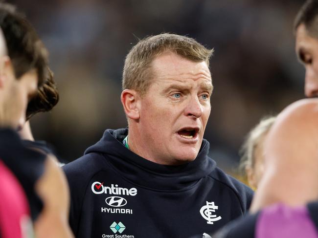 Michael Voss has a few issues to ponder after Carlton’s latest defeat. Picture: Dylan Burns/AFL Photos via Getty Images