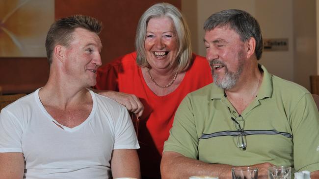 Nathan Buckley takes time out with his family, Dad Ray and Mum Karen.