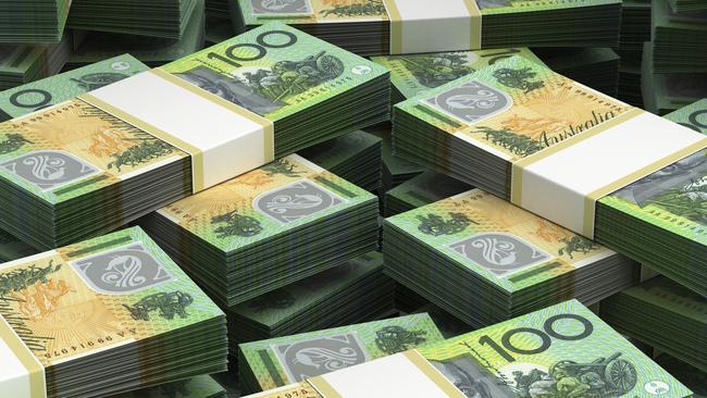 Stack of Australian Dollars. Australian money. $100 bill stacks. Thinkstock