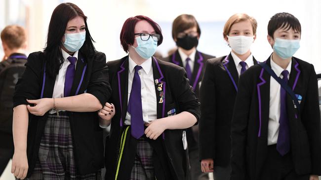 Students at Park Lane Academy in Halifax, northwest England. Picture: AFP