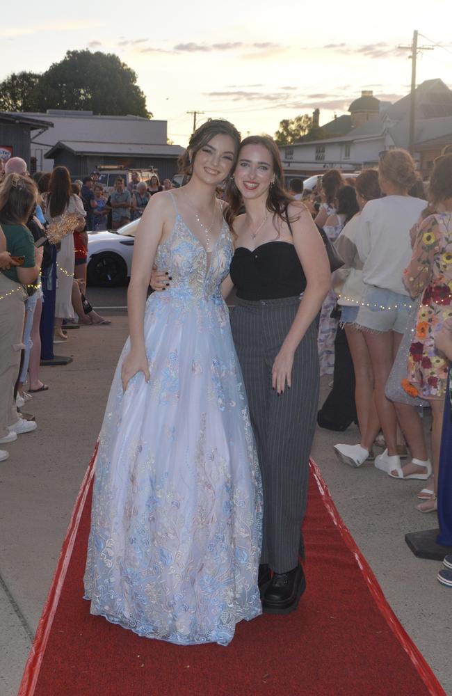 Warwick State High School graduate Taeyah Wilkie (R) and partner Kenya at Warwick RSL on November 17, 2023. Photo: Jessica Klein