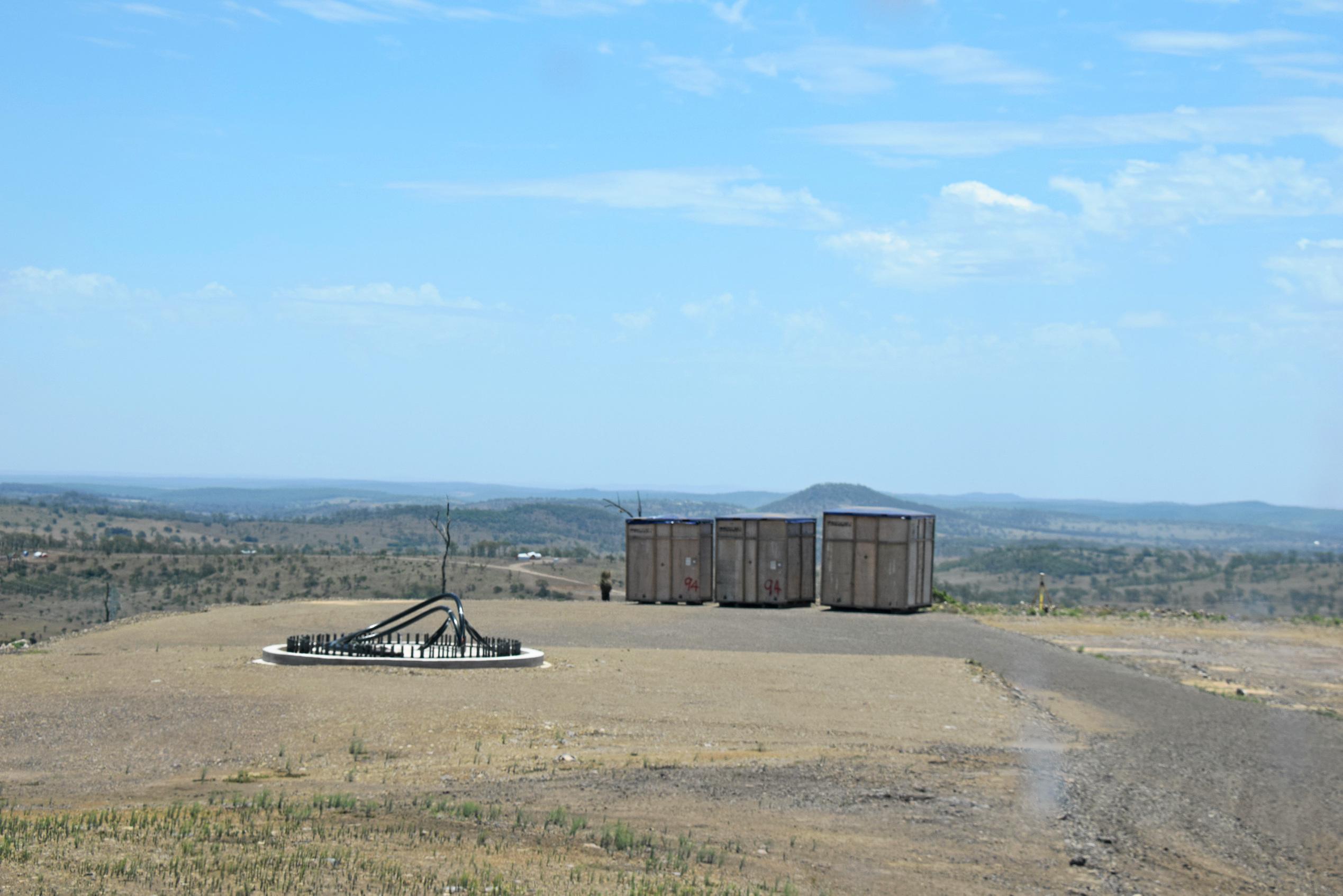 A look at the Coopers Gap wind farm with the completion of the third wind turbine only days away. Picture: Matt Collins