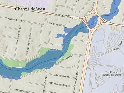 Brisbane flood mapping for Cyclone Alfred: Chermside West
