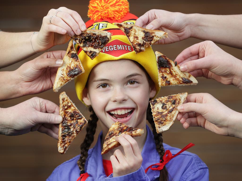 **UNDER EMBARGO UNTIL THURSDAY JUNE 29** 
VEGEMITE celebrating 100 years will launch the highly anticipated Ã¢â¬ÅHappy Little Vegemites RemakeÃ¢â¬Â ad. Vegemite kid Ava 10 is one of the kids who feature in the new ad.     Picture: David Caird
