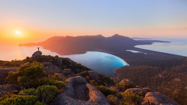 It’s one of Tasmania’s most beautiful hikes, but the popularity of the Wineglass Bay Walk in Freycinet National Park, but does the nearby town of Coles Bay have the infrastructure to cope with growing visitation? Picture: Daniel Tran