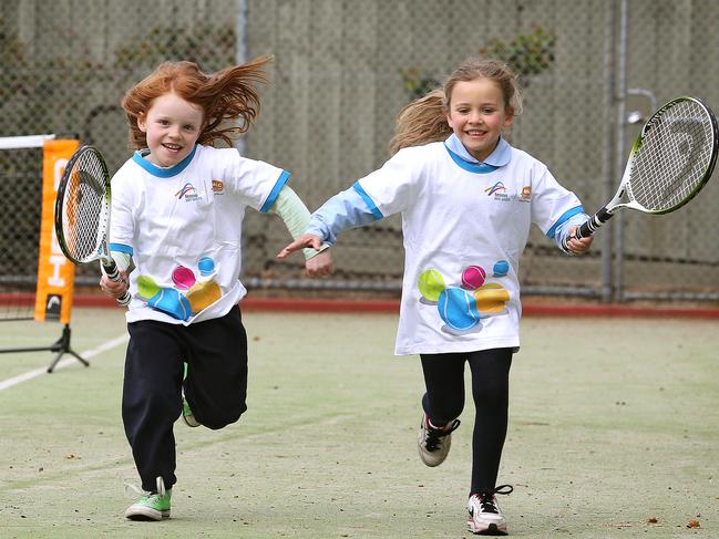 The cafe was part of the Victorian Tennis Academy site, where youngsters including Sophie and Frankie enjoyed a hit.