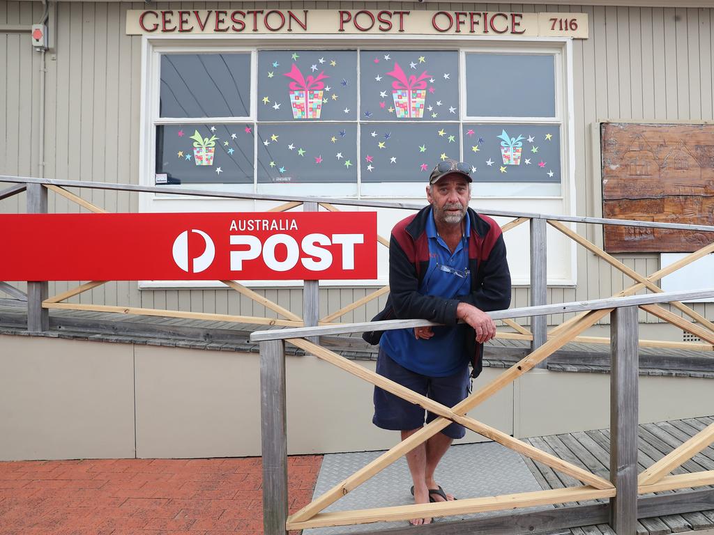 January 2019 Tasmanian Bushfires. Brett Kennedy, owner of the Geeveston Post Office, who also lives out the back of the business and will stay and defend. Picture: NIKKI DAVIS-JONES