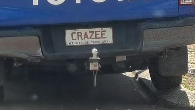 NT funny number plate, CRAZEE. Picture: Facebook / NT Number Plates