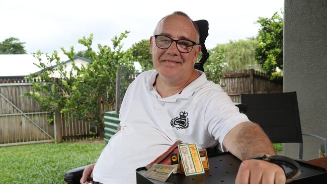 Councillor and former MP Rob Pyne with his wallet and cards that were rediscovered after30 years at Yorkeys Knob boat ramp this week. Picture: Stewart McLean