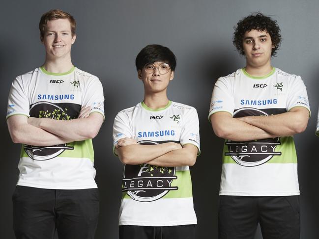 Adelaide Crows Legacy Esports League of Legends team  Min ‘Mimic’ Ju Sung, Lachlan ‘Sybol’ Civil, Brandon ‘Claire’ Nguyen, Julian ‘Raid’ Skordos, Daniel ‘Decoy’ Ealam. Picture: Supplied by Adelaide Football Club.