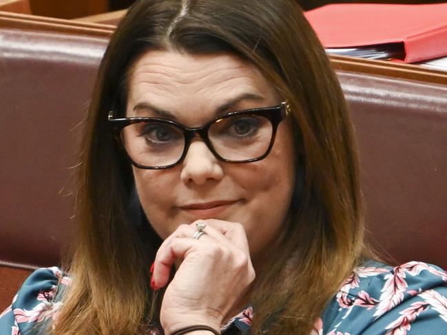 CANBERRA, Australia - NewsWire Photos - September 17, 2024: Senator Sarah Hanson-Young during Question Time in the Senate at Parliament House in Canberra. Picture: NewsWire / Martin Ollman