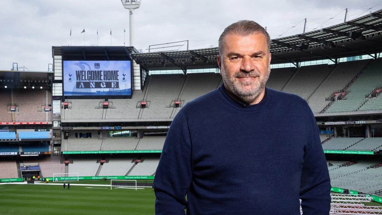 Tottenham Hotspur manager Ange Postecoglou returned to the MCG on Tuesday, where has previously coached with the Socceroos and Melbourne Victory in their historic friendly against Liverpool. Picture: Mark Stewart